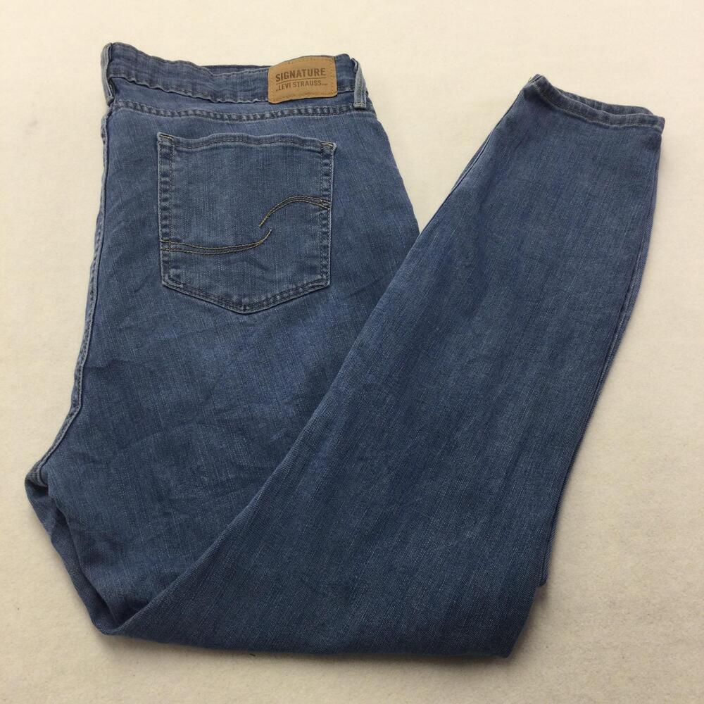 Signature Levi Strauss & Co Mid Rise Skinny Jeans Womens 18M Blue Stretch Denim